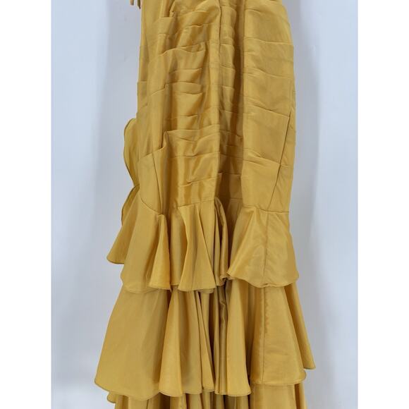NWT Tony Bowls Le Gala Vintage Dress Womens 6 Gold Tiered Ruffles Sequin Gown - Picture 15 of 16